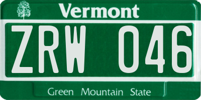 VT license plate ZRW046