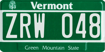 VT license plate ZRW048