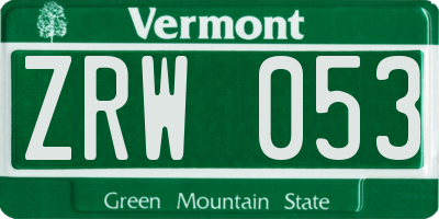 VT license plate ZRW053
