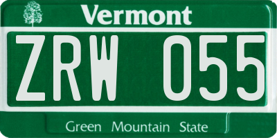 VT license plate ZRW055