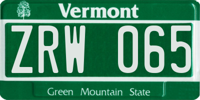 VT license plate ZRW065