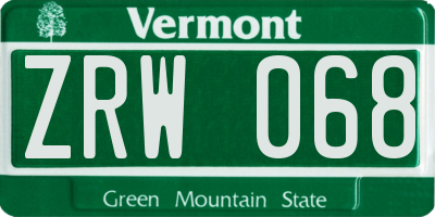 VT license plate ZRW068