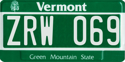 VT license plate ZRW069