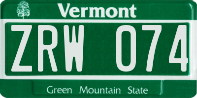 VT license plate ZRW074