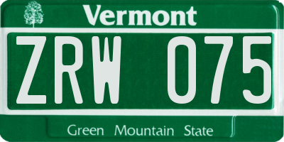 VT license plate ZRW075