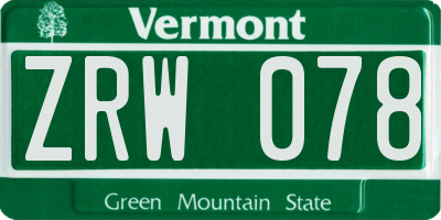 VT license plate ZRW078