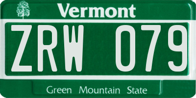 VT license plate ZRW079