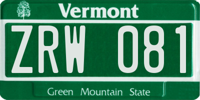 VT license plate ZRW081