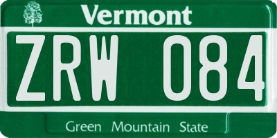 VT license plate ZRW084