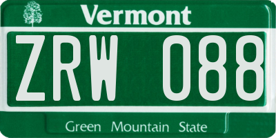 VT license plate ZRW088