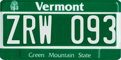 VT license plate ZRW093