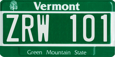 VT license plate ZRW101