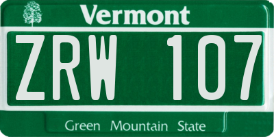 VT license plate ZRW107