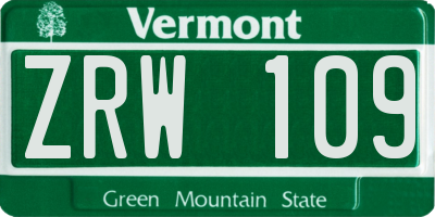 VT license plate ZRW109