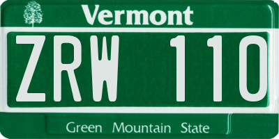 VT license plate ZRW110