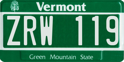 VT license plate ZRW119