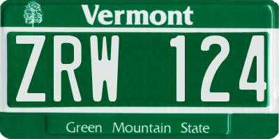 VT license plate ZRW124