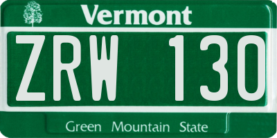 VT license plate ZRW130