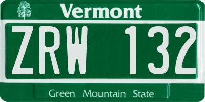 VT license plate ZRW132