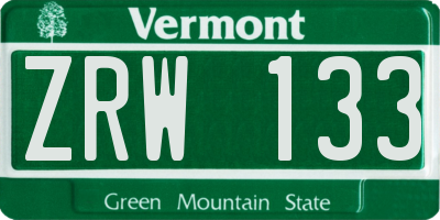 VT license plate ZRW133