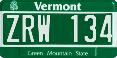 VT license plate ZRW134
