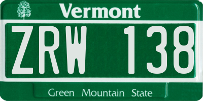VT license plate ZRW138