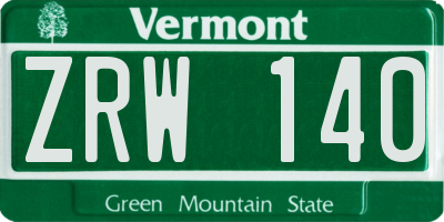 VT license plate ZRW140