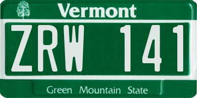 VT license plate ZRW141