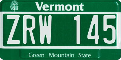VT license plate ZRW145