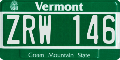 VT license plate ZRW146