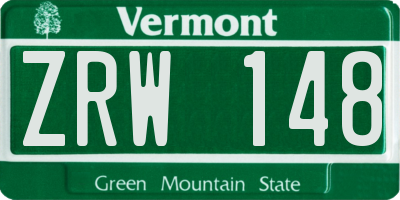 VT license plate ZRW148