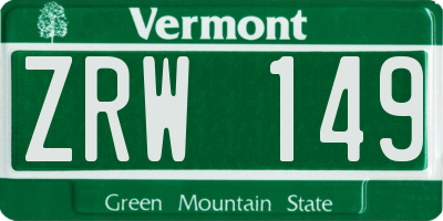 VT license plate ZRW149