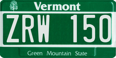 VT license plate ZRW150