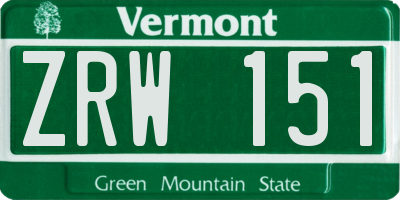 VT license plate ZRW151