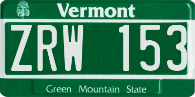 VT license plate ZRW153