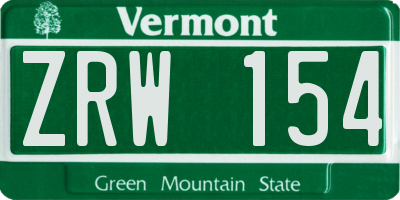 VT license plate ZRW154