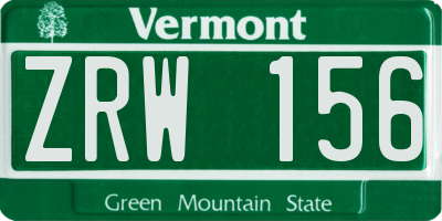 VT license plate ZRW156