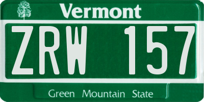 VT license plate ZRW157