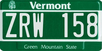VT license plate ZRW158