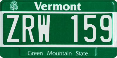 VT license plate ZRW159