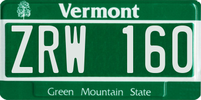 VT license plate ZRW160
