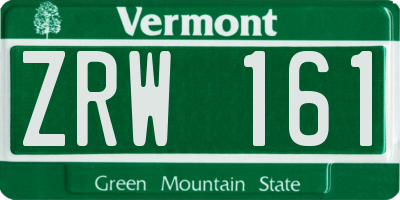 VT license plate ZRW161