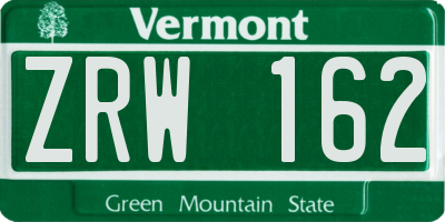 VT license plate ZRW162