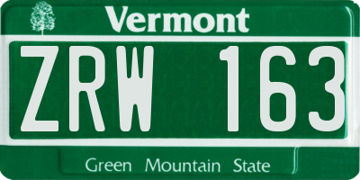VT license plate ZRW163