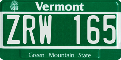 VT license plate ZRW165