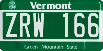 VT license plate ZRW166