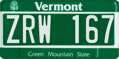 VT license plate ZRW167