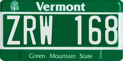 VT license plate ZRW168