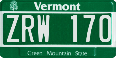 VT license plate ZRW170