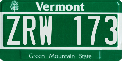 VT license plate ZRW173